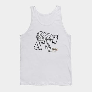 Kid-Drawn Cow / Black Outline Tank Top